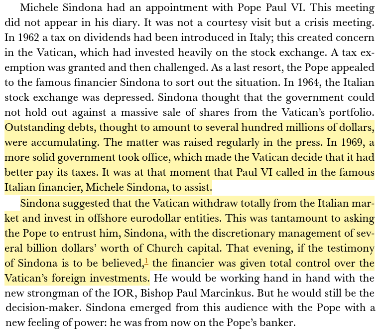 toxictiramisu's tweet image. CIA/P2-linked Michele Sindona became the Pope's banker after arranging $2M overnight for Archbishop Montini. After a scandal exposed Vatican investments in a contraceptive firm &amp;amp; arms manufacturer, he funneled billions offshore through the IOR, enabling tax evasion for the Church