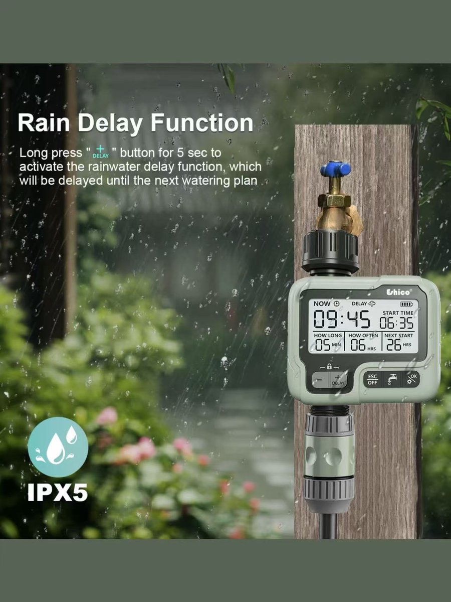Eshico_Ningbo's tweet image. 🥰Our Garden's Best Friend!

Eshico HCT-322🌷
🌱Handle different watering needs
🌱Automatic watering &amp;amp; manual watering
🌱Stop watering during rainy days
🌱Automate routine tasks
🌱Weatherproof

Free Your Hands and Enjoy Life!🌈

#WaterTimer #gardening #plants #Flowers #greenhouse