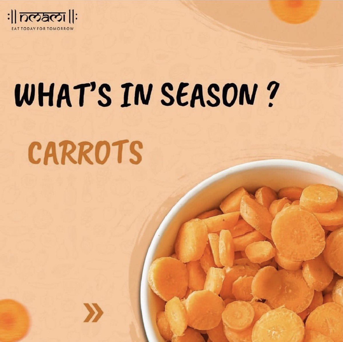 nmamilife's tweet image. The word carrots has ‘care’ in it which is why it should be your choice food this season!
—
#Nmamilife #NmamiLifeGirl #EatTodayForTomorrow #Nutrition #Nutritionist #Diet #Dietitian #Health #Lifestyle #Nmami #NmamiAgarwal