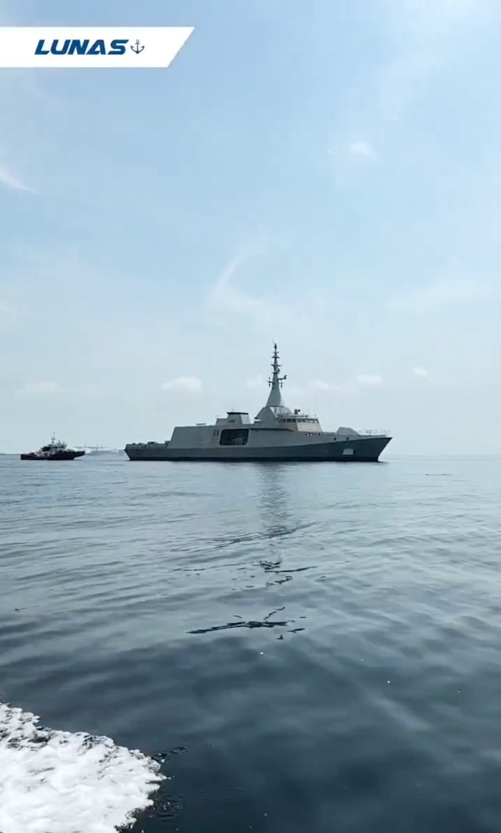 polietzz's tweet photo. LCS 1 first sea going.

She's at sea and on her own power. In addition, the FCR from Rheinmetall has been installed, next will be her VLS. The ship is progressing well. https://t.co/VNuYuJTQel