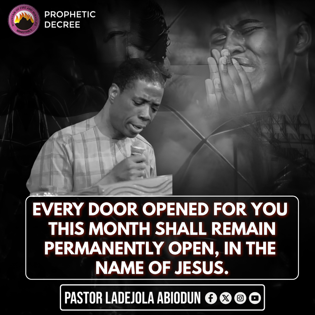 Every door opened for you this month shall remain permanently open.

January will end in your favor, your joy, your elevation, and your celebration, IN THE NAME OF JESUS.

#opendoors
#PropheticDeclaration
#Januaryblessings
#JesusName
#breakthrough
#MFM
#pastorladejolaabiodun