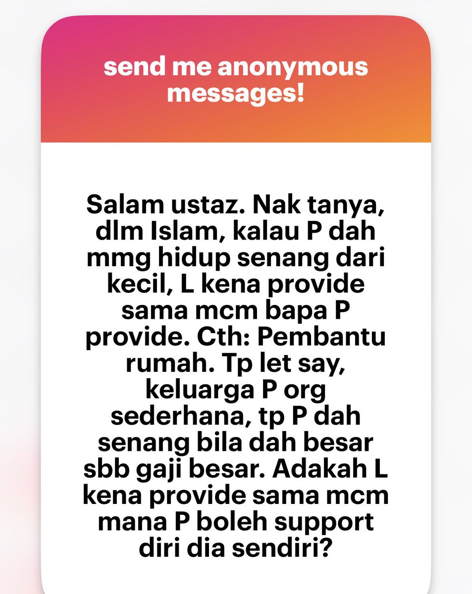 mnasrullah00's tweet image. Waalaikumussalam, tidak perlu. 

Suami hanya perlu sediakan pembantu rumah jika keluarga isterinya dahulu memang sudah ada dan hidup seperti itu.

Jika kesenangan tersebut disebabkan pekerjaannya sekarang, itu tidak termasuk nafkah yang wajib disediakan oleh suami.

Kerana isteri…