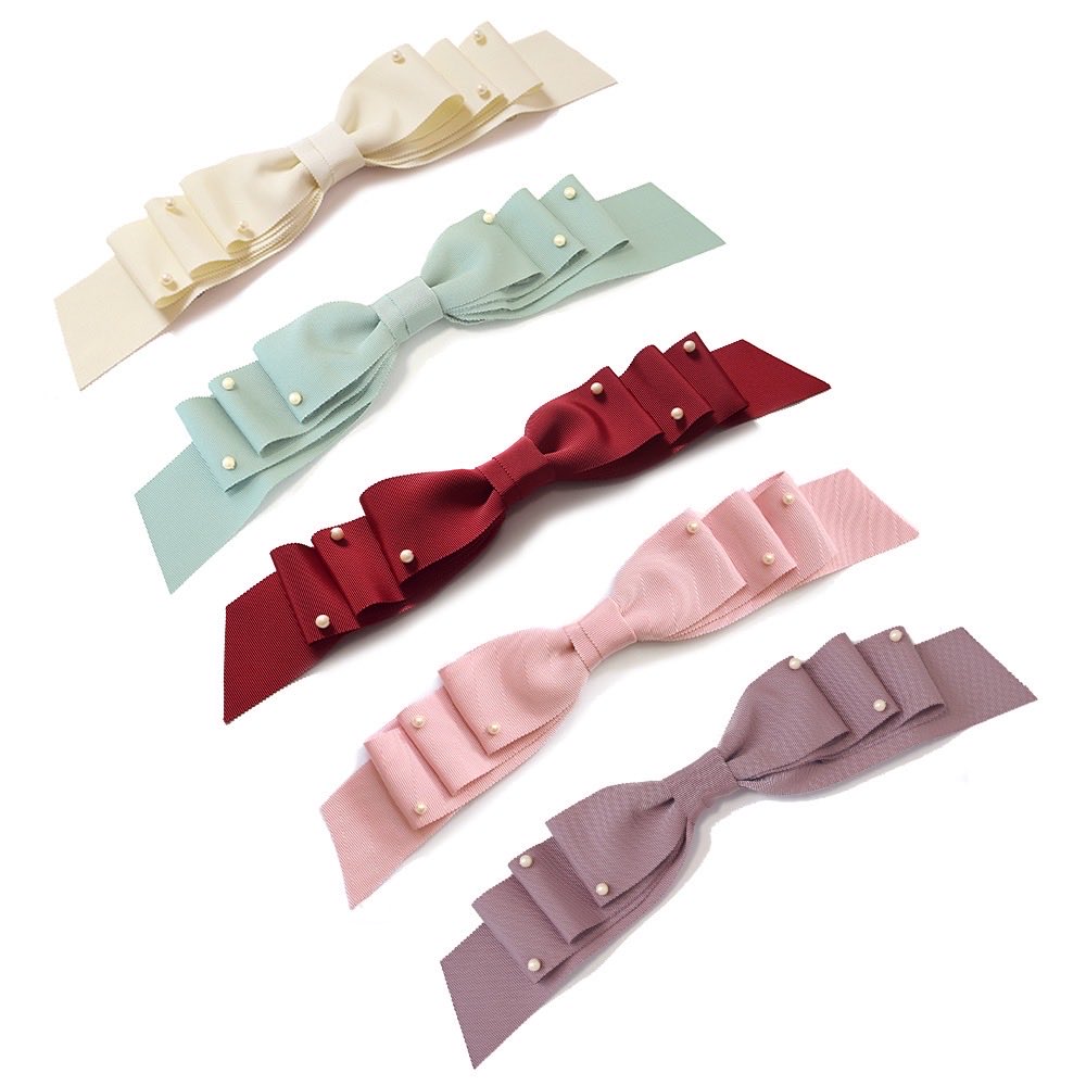 同時受注受付： グログランリボンクリップ color：ivory、mint、red