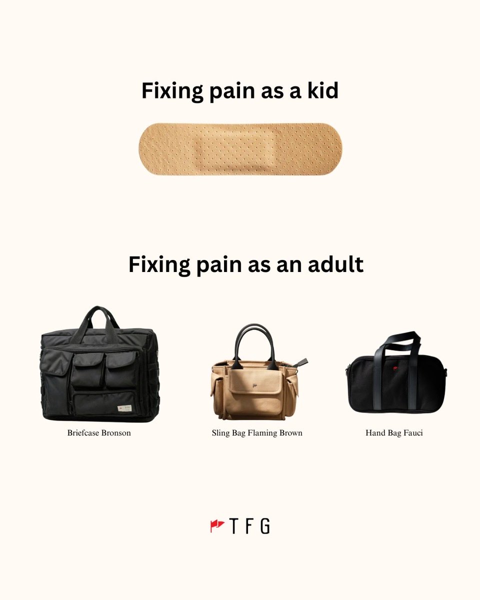 Fixing pain as a kid: bandage
Fixing pain as an adult: add to cart 👜

#TFG #TFGOnTheGo #TFGbag #DailyEssential #TFGstyle #EverydayCarry #SleekDesign #ModernMinimalist #StayChic #FunctionalFashion #StyleStaple #OnTheGo #Backpack #Vienna #Backpack