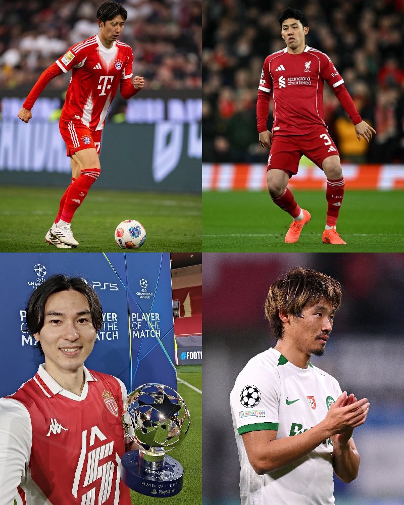 日本人所属のCL優勝の可能性を残すクラブ🏆🔥

🇩🇪バイエルン（伊藤洋輝）
🏴󠁧󠁢󠁥󠁮󠁧󠁿リバプール（遠藤航）
🇵🇹スポルティング（守田英正）
🇫🇷モナコ（南野拓実）