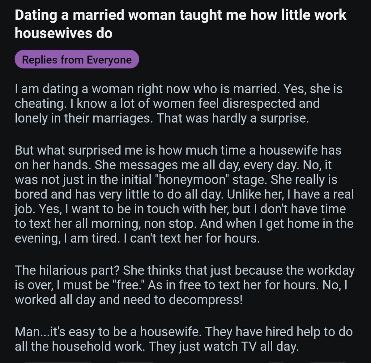 Bro triggered both feminists and conservatives with this post