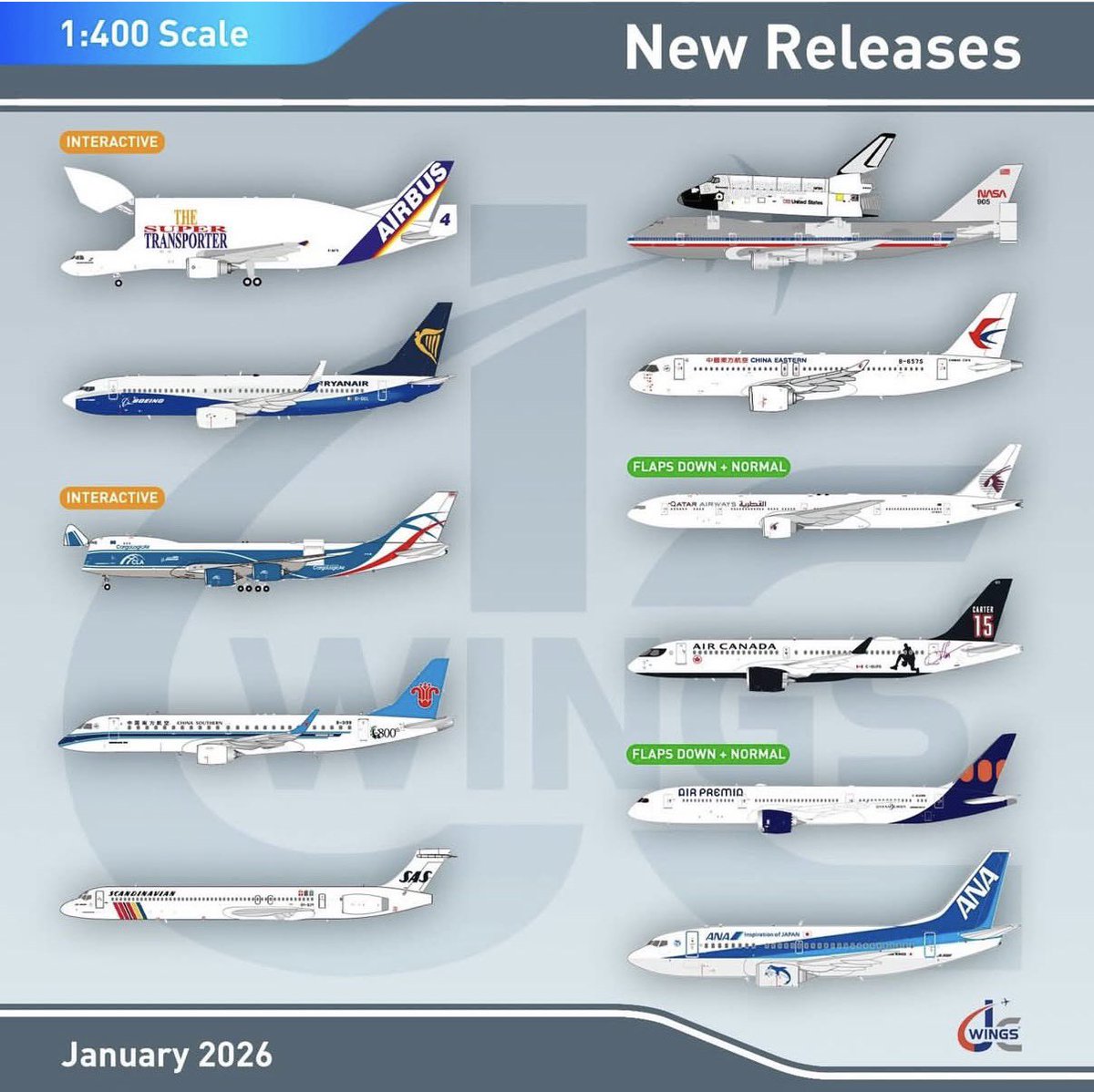 ひこーき ひこーきちゃんの新商品情報】 JC wing 新商品リリース 1/400 #先割