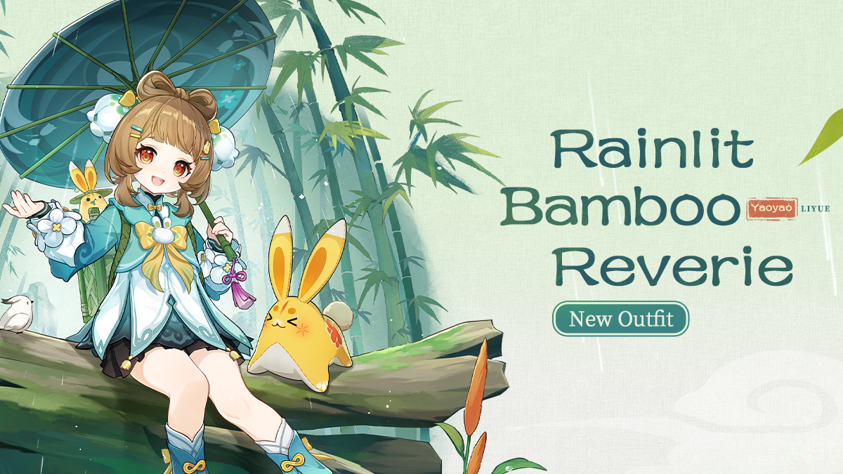 GenshinImpact's tweet image. "Rainlit Bamboo Reverie" - Yaoyao's New Outfit Showcase
#GenshinLunaIV #GenshinImpact #Yaoyao 

New shoots cast shifting shadows on the desk in disarray, at times the guest who enters is not the wind at play.
Hello, Traveler~ Yaoyao's new outfit "Rainlit Bamboo Reverie" will be…