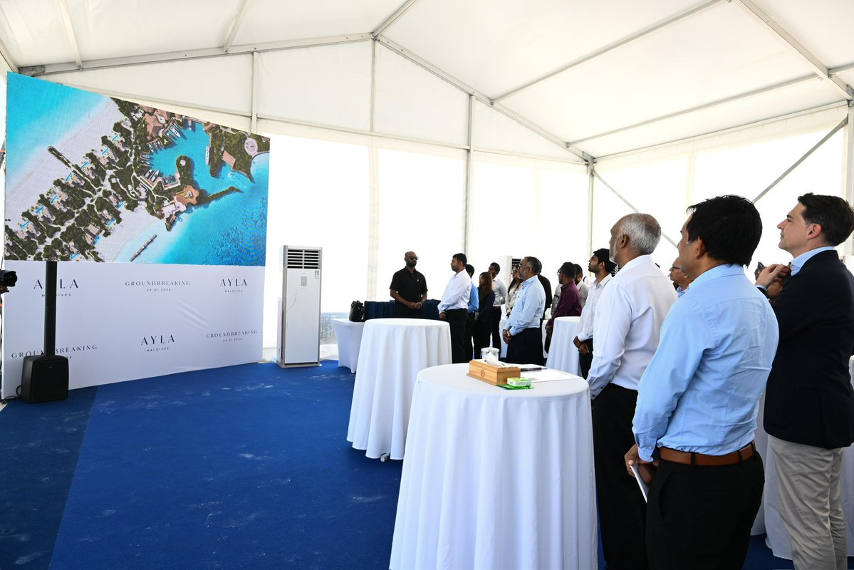 President Dr <a href="/MMuizzu/">Dr Mohamed Muizzu</a> attends the groundbreaking ceremony for Project Ayla, the Maldives' first sustainable township designated as a Special Economic Zone. 

The project will feature luxury residences alongside healthcare and education facilities, an ultra-luxury resort and