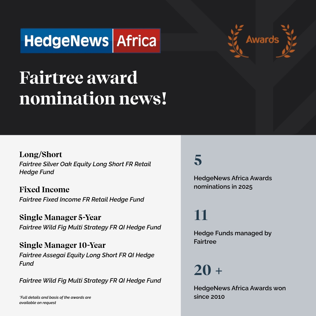 FairtreeGroup's tweet image. Fairtree received five nominations for the HedgeNews Africa Awards 2025, recognising excellence across multiple strategies.

Congratulations to our team, and thank you to HedgeNews Africa for this recognition.
