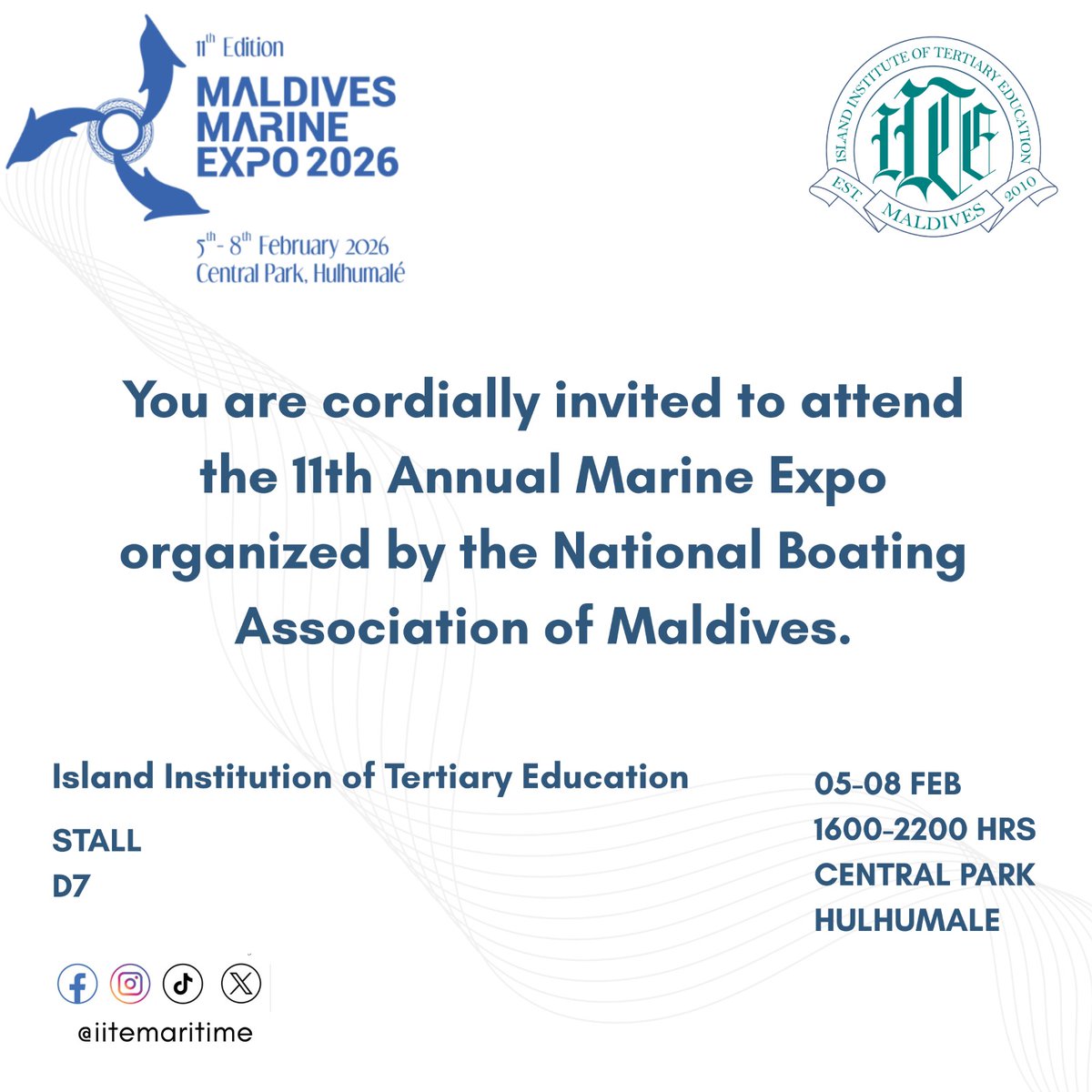 Visit us at the Maldives Marine Expo 2026
🗓 5–8 February 2026
📍 Central Park, Hulhumalé
National Boating Association of Maldives 
#maldives  #Marine #Expo2026 #KobaaThahyaaru #avahahaadhey  #seeyouthere
