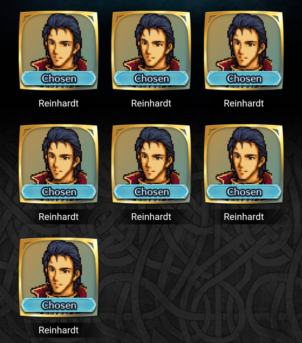 The only things that will stop me voting for Reinhardt are him winning or FEH's EoS Lmao