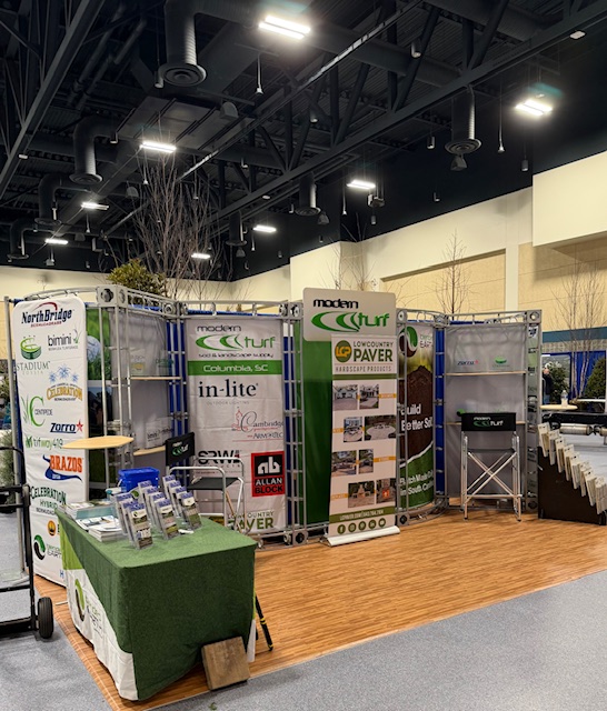 ModernTurfSod's tweet image. Booth 301 is set and ready for the
@SCgreenindustry Conference &amp;amp; Tradeshow!  

 Stop by to connect with Modern Turf Sod &amp;amp; Landscape Supply &amp;amp; check out what’s new—from soil &amp;amp; sod to mulches, aggregates, and hardscapes. We’ve got you covered!