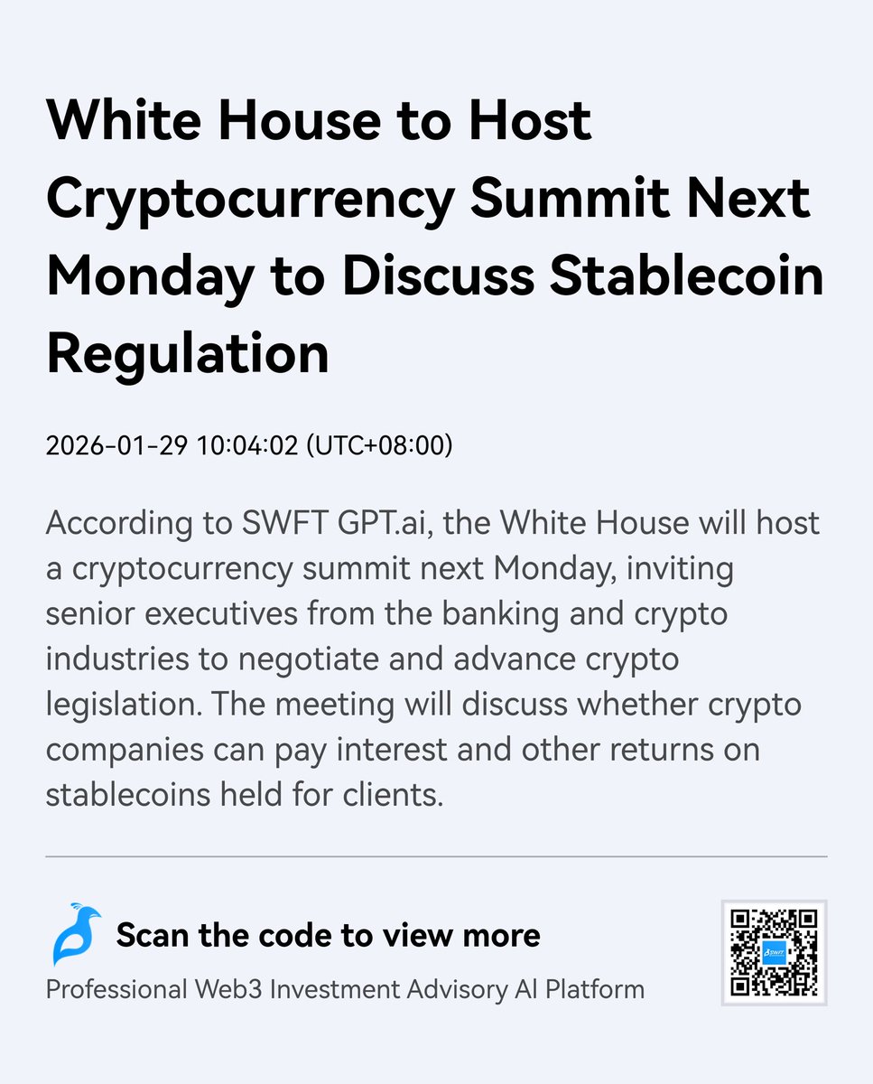 🚨 Crypto goes to the White House 🇺🇸 The White House will host a crypto  summit next Monday, bringing together top banking and crypto execs to push  forward crypto legislation. On the