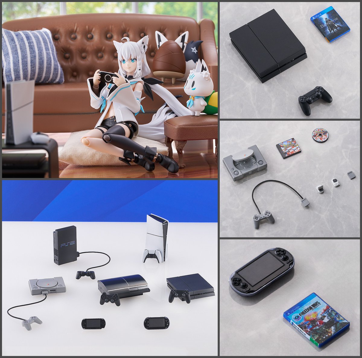 GoodSmile_US's tweet image. Seven PlayStation consoles are coming to the figmaPLUS line! Each comes with a classic title, letting your favorite figma figures game in style on your shelf. Preorder now at GOODSMILE ONLINE SHOP US!

Shop: goodsmile.link/U5nw4S

#PlayStation #Goodsmile @shirakamifubuki
