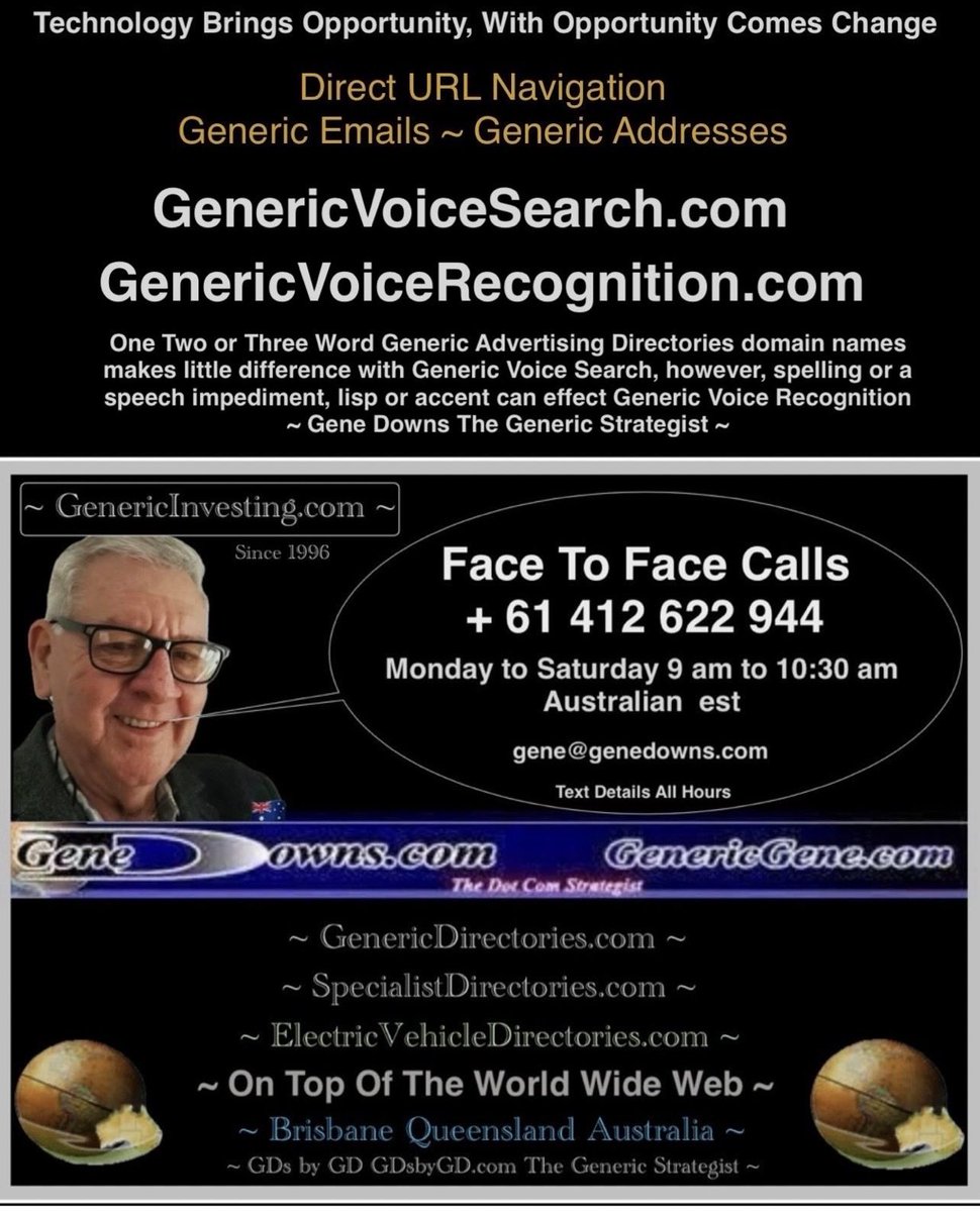 GenericGene's tweet image. Generic Voice Search: One Two or Three Word Generic Advertising Directories domain names makes little difference with Generic Voice Search, however, spelling or a speech impediment, lisp or accent can effect Generic Voice Recognition ~ Gene Downs The Generic Strategist ~