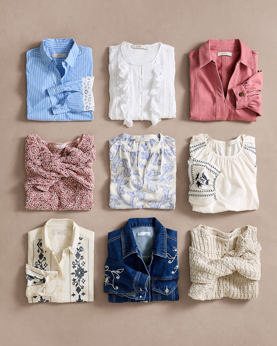 LOFT's tweet image. Lace. Ruffles. Embroidery. 😍 These tops prove there’s beauty in the details.  spr.ly/6015CCBrZ