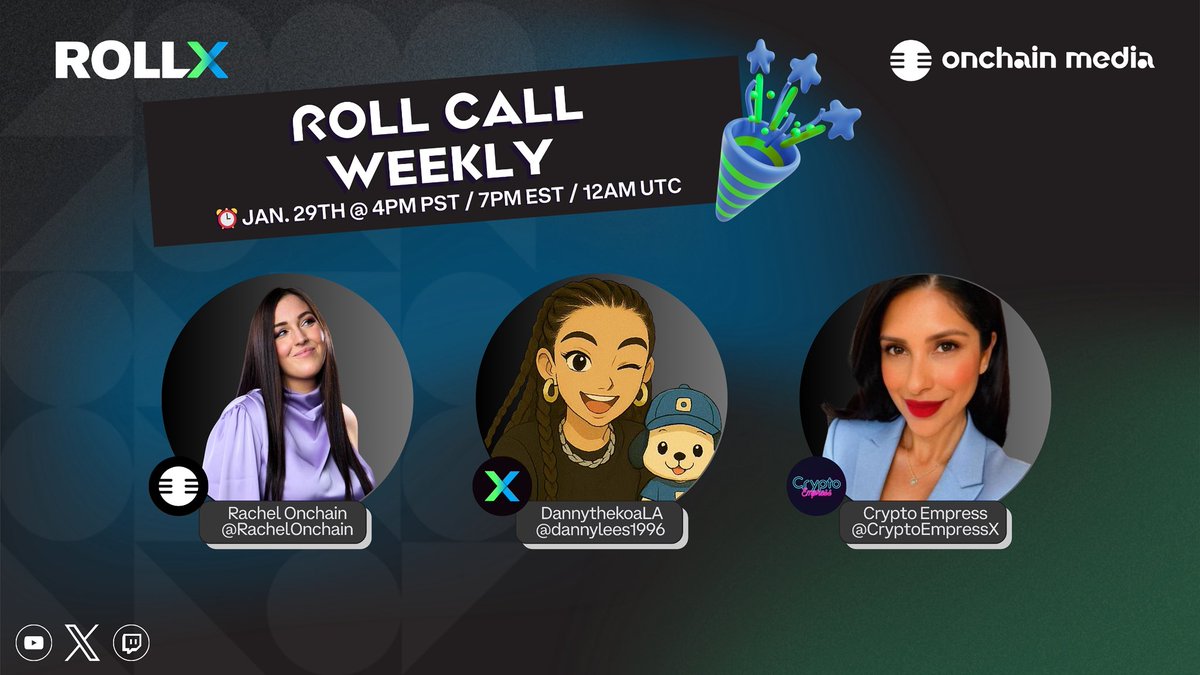 In less than 1HR! 🥳🚀 Join us! $ROLL CALL WEEKLY ✨ @rollxfi @RachelOnchain  @Onchainmedia