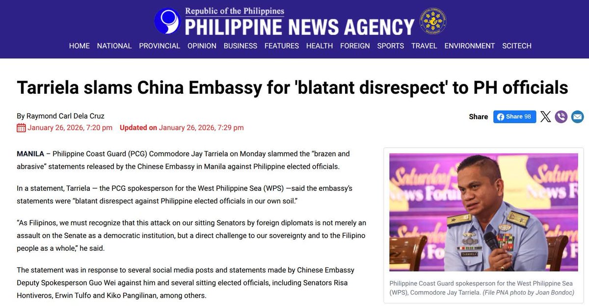 WEST PHILIPPINE SEA:

De-escalate Tension, Uphold Sovereignty

Install Tarriela BRP Sierra Madre commander,

replace the Marine detachment there with Coast Guard contingent, Atin Ito volunteers

Funding for the civilian volunteers? Loida Nicolas-Lewis, Dindo Manhit, and the