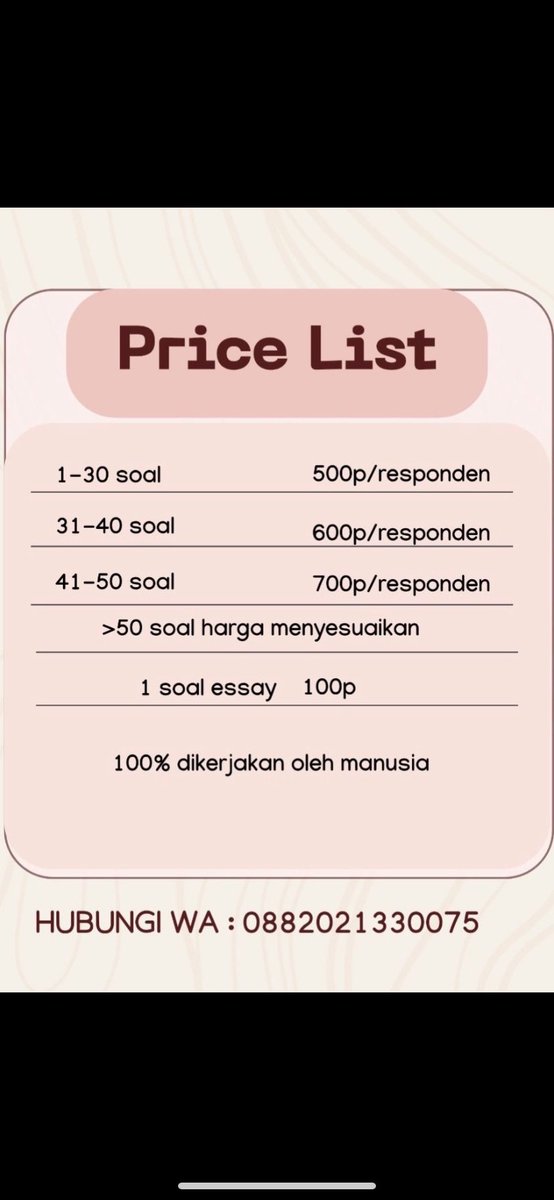 sasa jasa isi kuesioner 2500+ testi tweet media