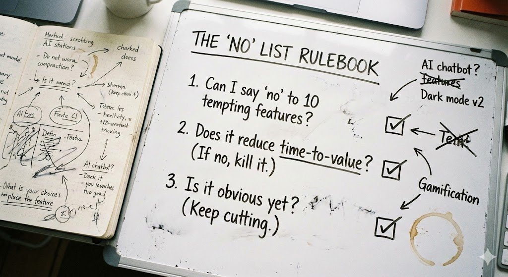 Most ‘growth’ advice ignores one thing: taste.”

- Your product becomes obvious when you can say no to 10 tempting features.
- Simple rule: if it doesn’t reduce time-to-value, it’s a distraction.

“If you’re building, what’s on your current ‘no list’?”