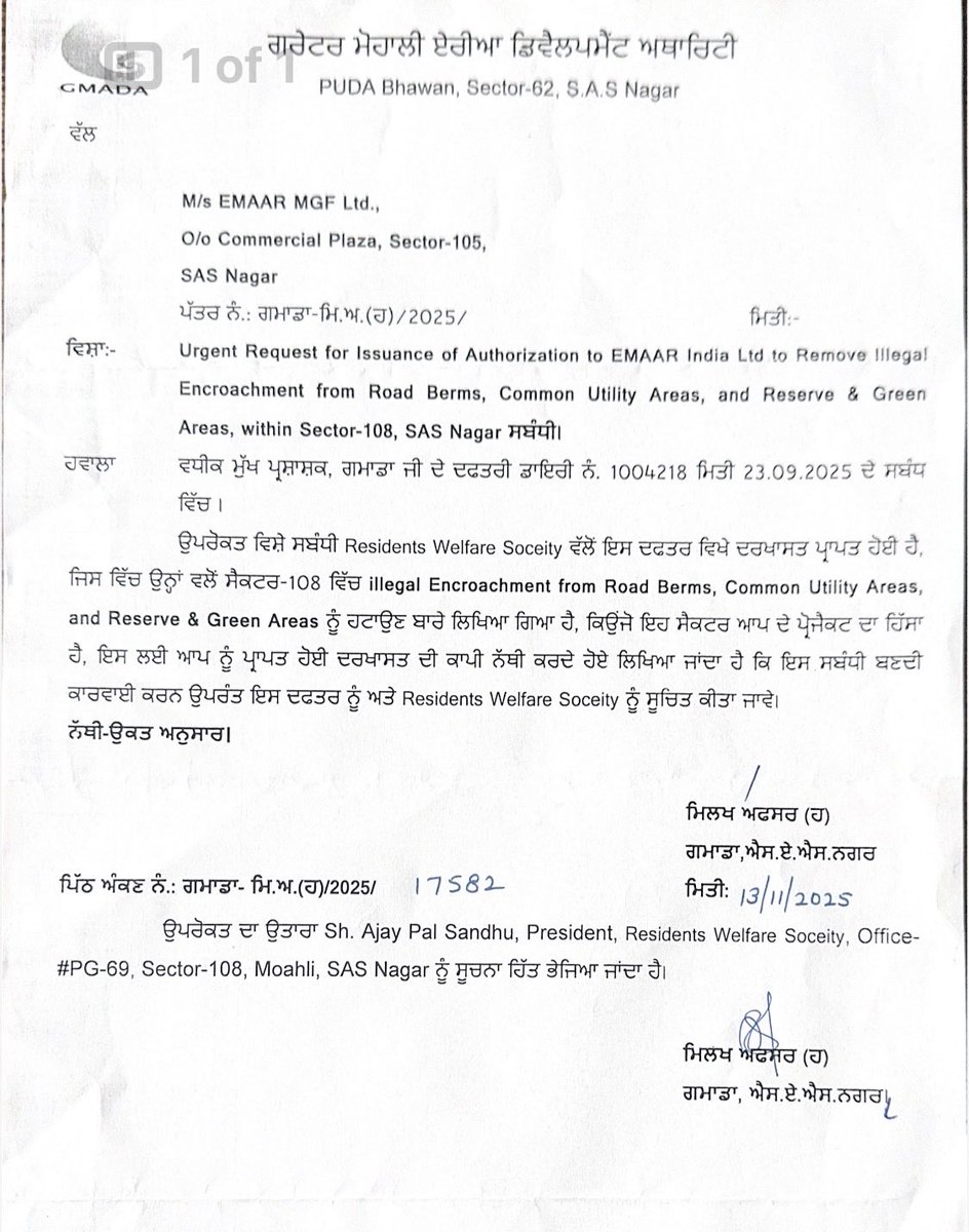 rws_108's tweet photo. Despite Hon’ble Pb &amp; Haryana High Court ordrs and GMADA auth Emaar not removing illegal encroachments from public spaces in Sector-108, citing lack of Punjab Police support. @BhagwantMann @CMOPbIndia @PunjabPoliceInd @DGPPunjabPolice @DCMohali @CPMohaliPolice @punjabharyanahc https://t.co/cfLpjPpfLt
