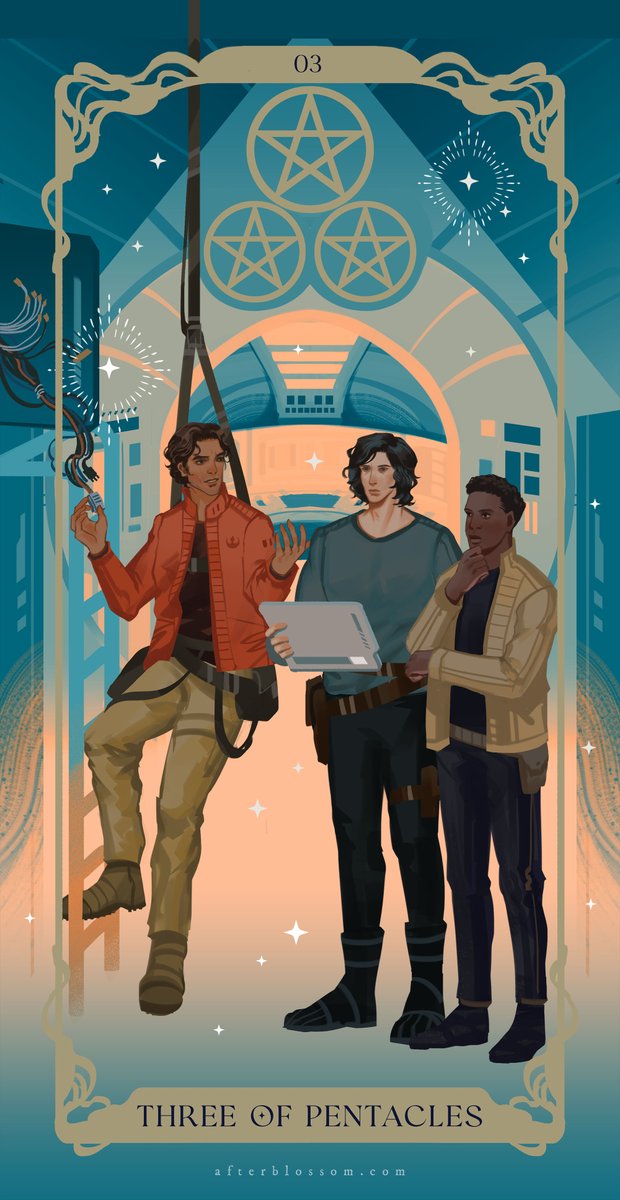 I like that the Three of Cups and the Three of Pentacles are just girls and boys hanging out together