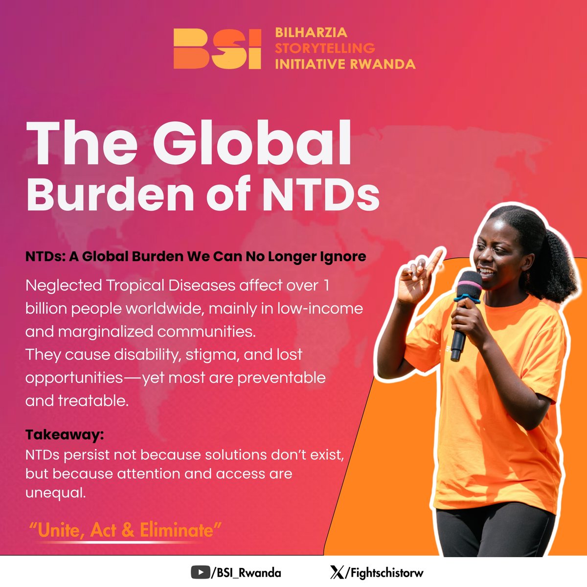 As we approach #WorldNTDsDay, let's be reminded that over 1 billion people live with a burden caused by #NTDs but This burden is preventable. Silence is not.

#WorldNTDsDay #BeatNTDs #BSIRwanda