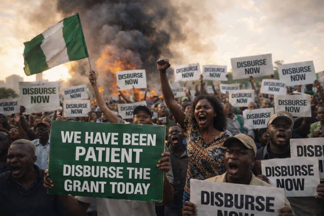 EVERY REQUIREMENT WAS MET, EVERY INSTRUCTIONS WERE FOLLOWED, YET THE CRY OF THE POOR HAVE BEEN MET WITH SILENCE ,

OUR CRIES HAVE ECHOED LONG ENOUGH

WE ARE CAILING ON OUR LEADERS, THOSE IN AUTHORITY TO DISBURSED OUR GRANT NOW.

<a href="/cenbank/">Central Bank of Nigeria</a>
<a href="/PressSec/">Karoline Leavitt</a>
<a href="/SenRemiTinubu/">Sen Oluremi Tinubu, CON</a>
<a href="/elonmusk/">Elon Musk</a>