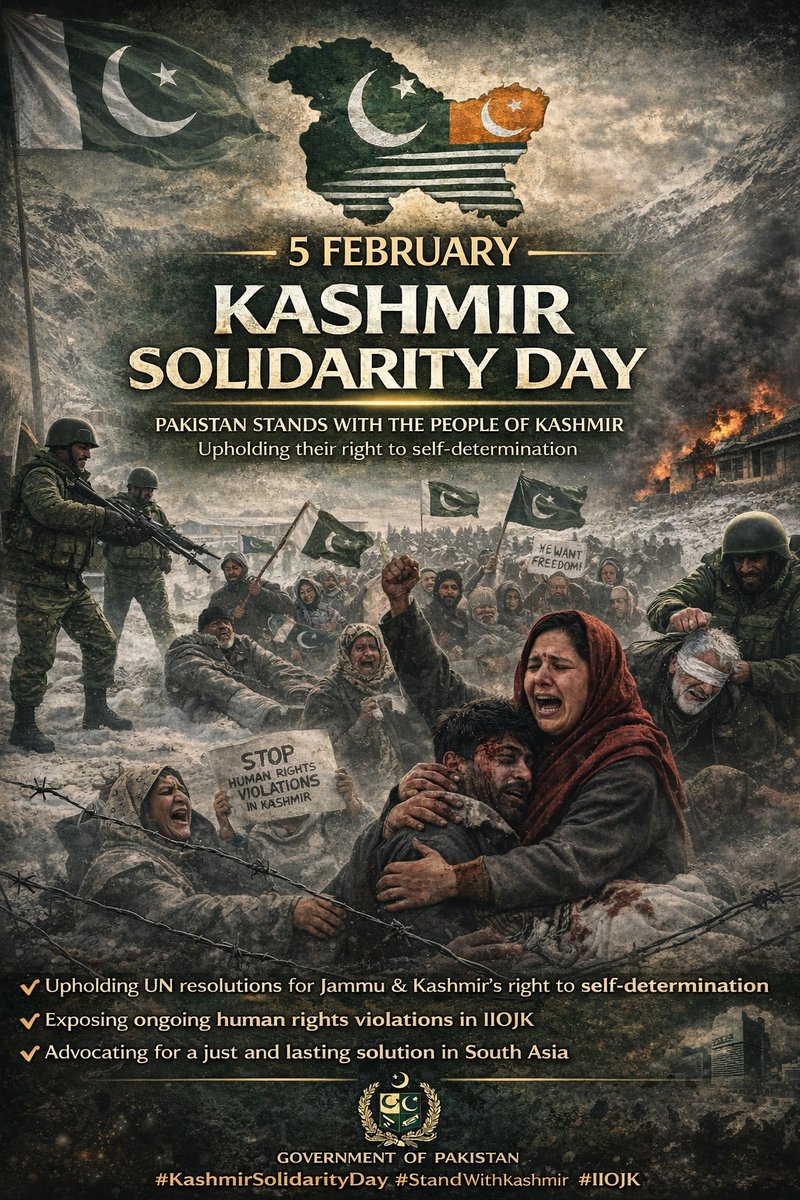 Huma_512's tweet image. کشمیریوں کا حقِ خودارادیت وہ دیرینہ خواہش ہے جس کے حصول کی خاطر انہوں نے ہر شے قربان کی۔ آج ہم دنیا کے سامنے ان کے اس عزم کو مزید مضبوط بنانے کا وعدہ کرتے ہیں۔ 🕊️🏔️ #KashmirSolidarityDay #RightToSelfDetermination