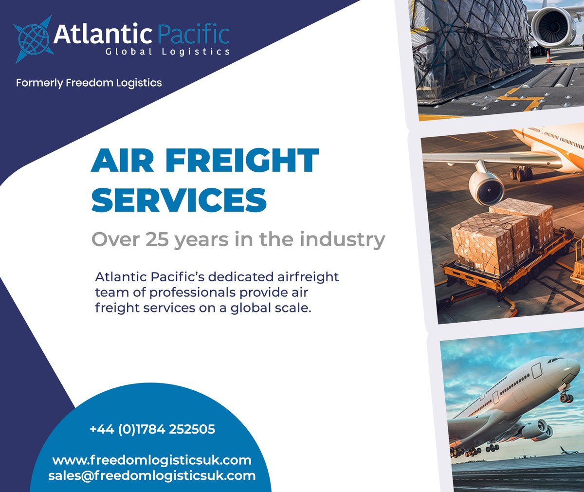 Freedom's business activities have now been transferred to Atlantic Pacific Global Logistics - providing air freight solutions for over 25 years.
freedomlogisticsuk.com
#airfreight  #logistics  #FreedomLogistics  #AtlanticPacific