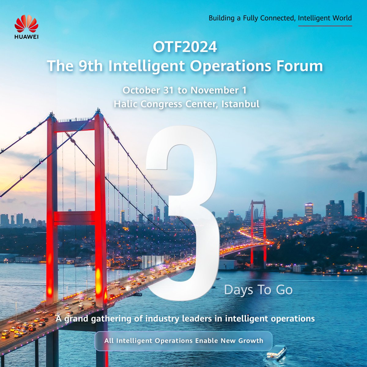 Only 3 days left until the 9th Intelligent Operations Forum 2024! Join us as global carriers, industry leaders and partners at #OTF2024 address critical issues facing our industry. #HWOTF #AllIntelligentOperations huawei.com/minisite/otf20…