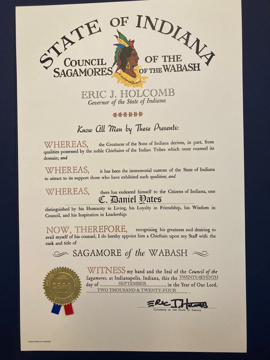 Congratulations to Dan Yates, a member of our Estate and Wealth Transfer Planning Group, who was recently awarded the state's highest honor - a Sagamore of the Wabash - by Governor Holcomb!