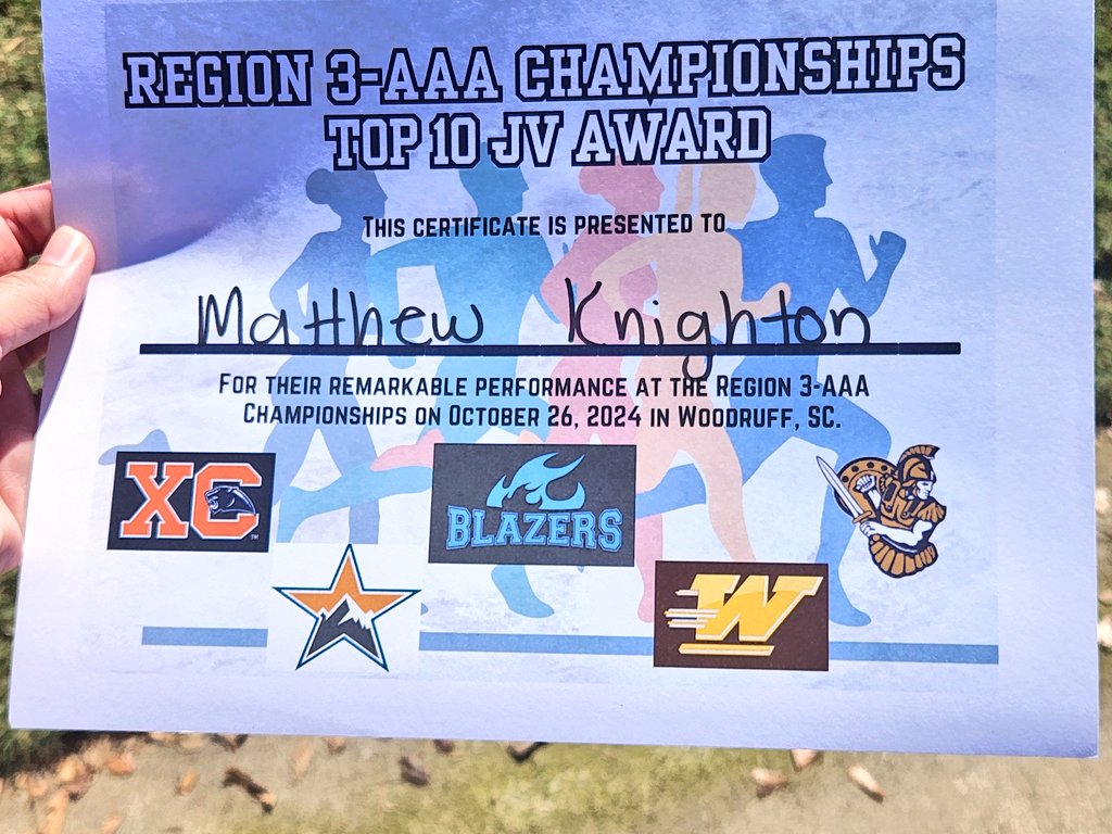 Congrats to Reilly and Andrea for making All-Region and to Coleman and Matthew for making JV All-Region at the Region 3-3A Championships this past Saturday!  🏅🎉  Both teams had a ton of PRs!  Looking forward to the county meet next weekend!