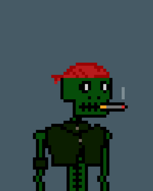 _PixelSkeletons's tweet photo. 💀This green skeleton emerges from the shadows with a defiant attitude. His red scarf and dark tunic give him a rebellious and dangerous air.
A lonely outlaw, lost in his own mystery.🌌🚬
#NFTProject #NFTFam #NFT #NFTArt #NFTCommunity #NFTArtist #NFTcollections #NFTs #CryptoArte https://t.co/uzHVPVASZI