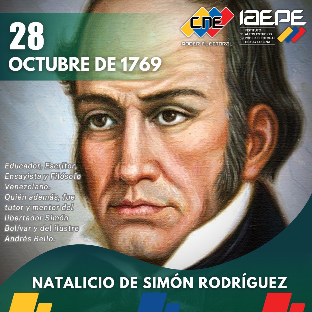 Conmemoramos el natalicio de Simón Rodríguez
Maestro y mentor de Bolívar, fue un visionario que soñó con una América libre, justa y educada. En el #IAEPE celebramos su legado, reafirmando que la educación y la participación ciudadana son esenciales para la democracia.