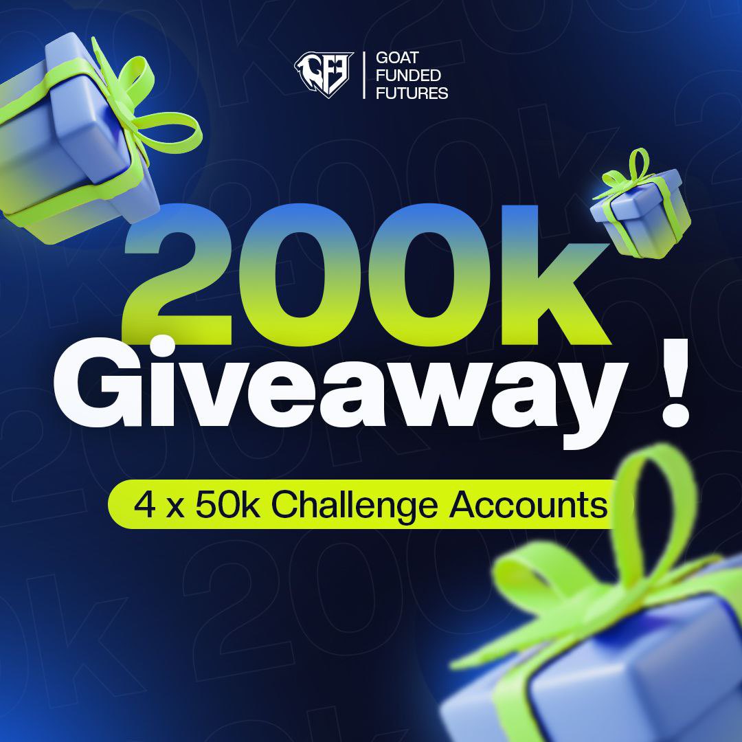 Goat Funded Futures (@gffutures) on Twitter photo 🚨 200K FUTURES ACCOUNTS GIVEAWAY 🚨
• standard accounts
4 X $50’000 accounts ✅
‼️ Rules to participate:
• Follow <a href="/GFFutures/">Goat Funded Futures</a> & <a href="/EdwardXLreal/">Edward XL | CEO of GoatFundedTrader</a>
• Repost
• Comment tagging 3 friends who Trade Futures
• Join our Discord (we’ll announce winners there)
Winners announced in 🚨 200K FUTURES ACCOUNTS GIVEAWAY 🚨
• standard accounts
4 X $50’000 accounts ✅
‼️ Rules to participate:
• Follow <a href="/GFFutures/">Goat Funded Futures</a> & <a href="/EdwardXLreal/">Edward XL | CEO of GoatFundedTrader</a>
• Repost
• Comment tagging 3 friends who Trade Futures
• Join our Discord (we’ll announce winners there)
Winners announced in