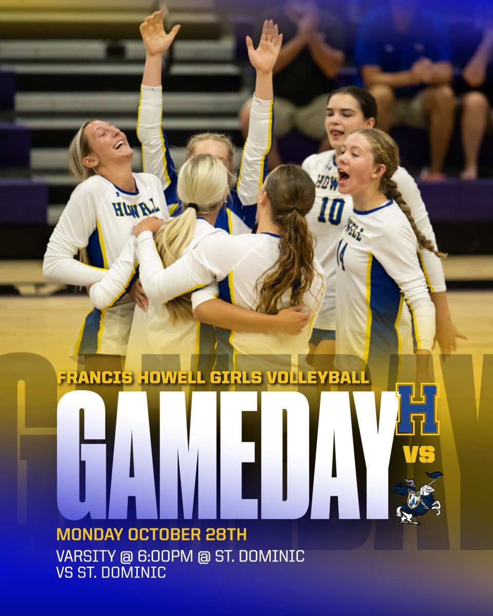 It’s district finals GAMEDAY!!

If you’re a HOWELL student, our boosters are covering YOUR entrance fee to the game!

📍 St. Dominic
⏰ 6:00pm
🆚 St. Dominic

LET’S GOOOO🥳🤩