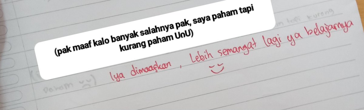 guru mtk aku lucu bgt, pas ulangan aku nulis itu terus dibales ^-^ mana bliau pake emot jg lagi🥹🥹🥹
