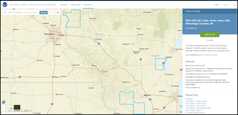 NOAADigCoast's tweet photo. Wisconsin GIS specialists: 2022 @USGS lidar is now available on the Data Access Viewer for Green, Iowa, Polk, &amp; Winnebago Counties!
https://t.co/tZyhUpJjC2 #ElevationData https://t.co/UUAo86Hm84