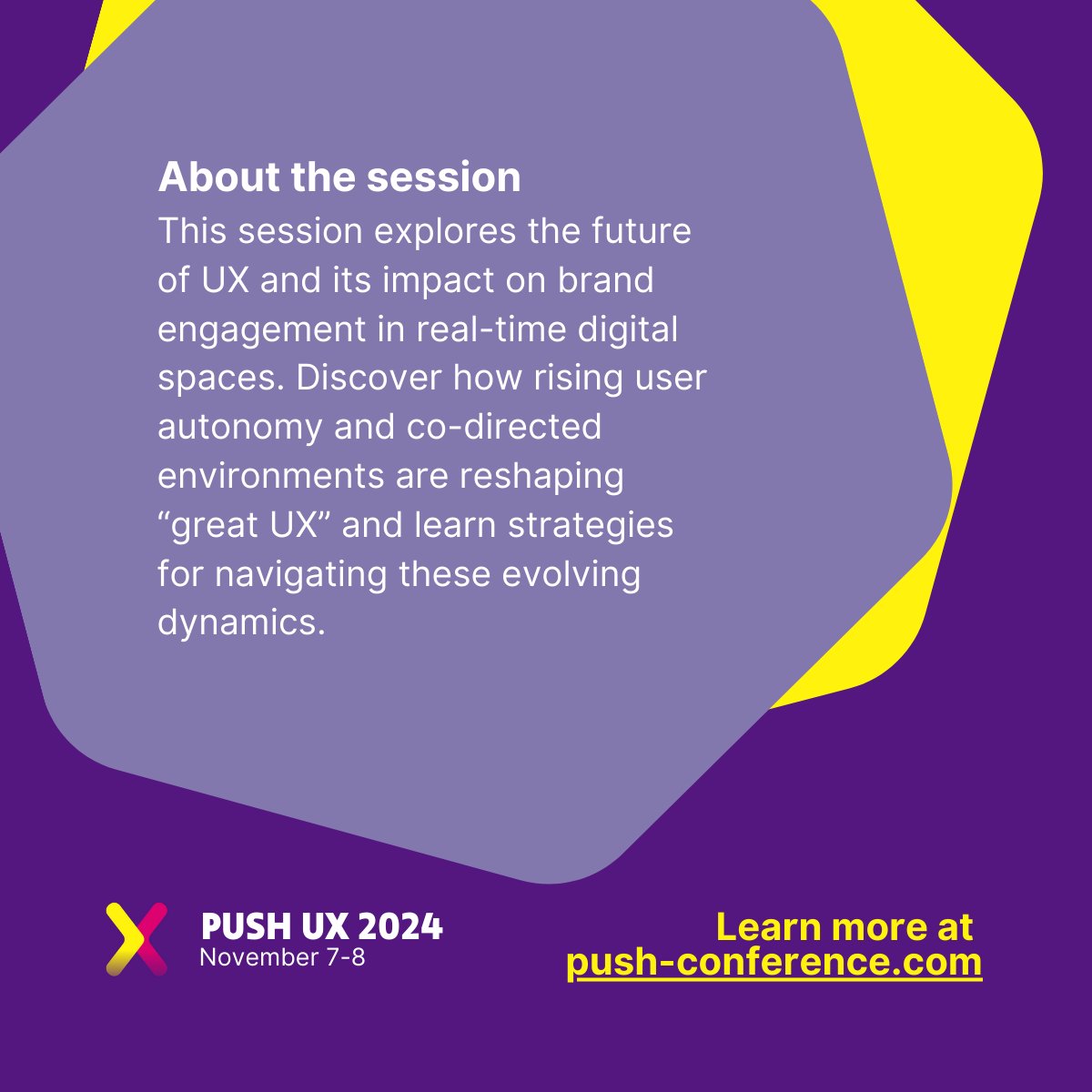 Join Denis Speh and Sigrid Albrecht for “The Real Time World: How Future UX Will Transform Brands”! 💥

Explore the shift toward user autonomy in digital interactions and how it impacts brand experiences. Build meaningful, future-ready UX! 🚀

Learn more: push-conference.com/ux-2024/the-re…