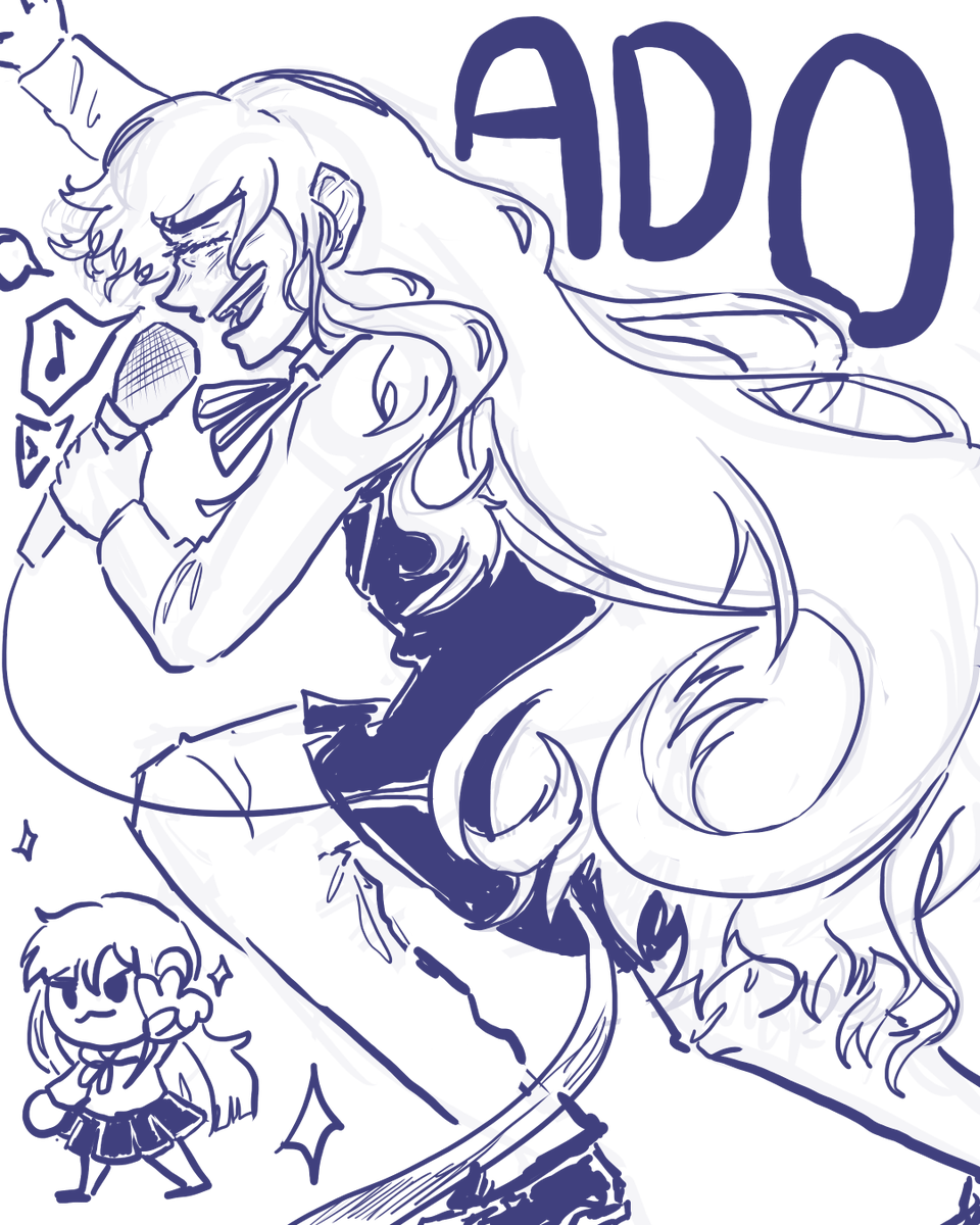 Tubzyily's tweet photo. Fanartober: Day11
🎶ADO🎶
Been a fan since 2022 due to a certain purple birb, really like her voice and unique style of singing. Just thought the timing is right since the announcement for her world tour is up!!!
#Sketch #inktober2024 #Adoart #fanart https://t.co/CWpBthK7Mj