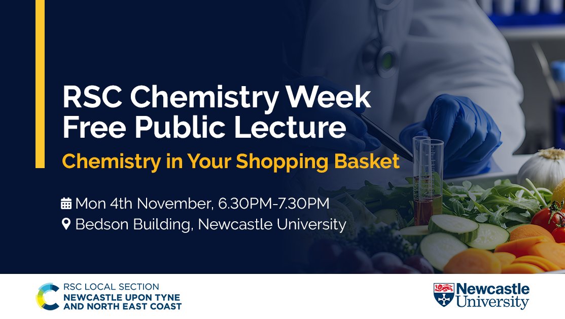 STEMNewcastle's tweet image. FREE public lectures @rscnutnec for @RoySocChem #ChemistryWeek2024 hosted by @Sage_NCL - Mon 4th &amp;amp; Tue 5th November at 1830. &quot;Chemistry in Your Shopping Basket&quot; &amp;amp; &quot;Colourful Chemistry&quot;. Full details and book your FREE places tiny.cc/rscchemweek24-1 &amp;amp; tiny.cc/rscchemweek24-2