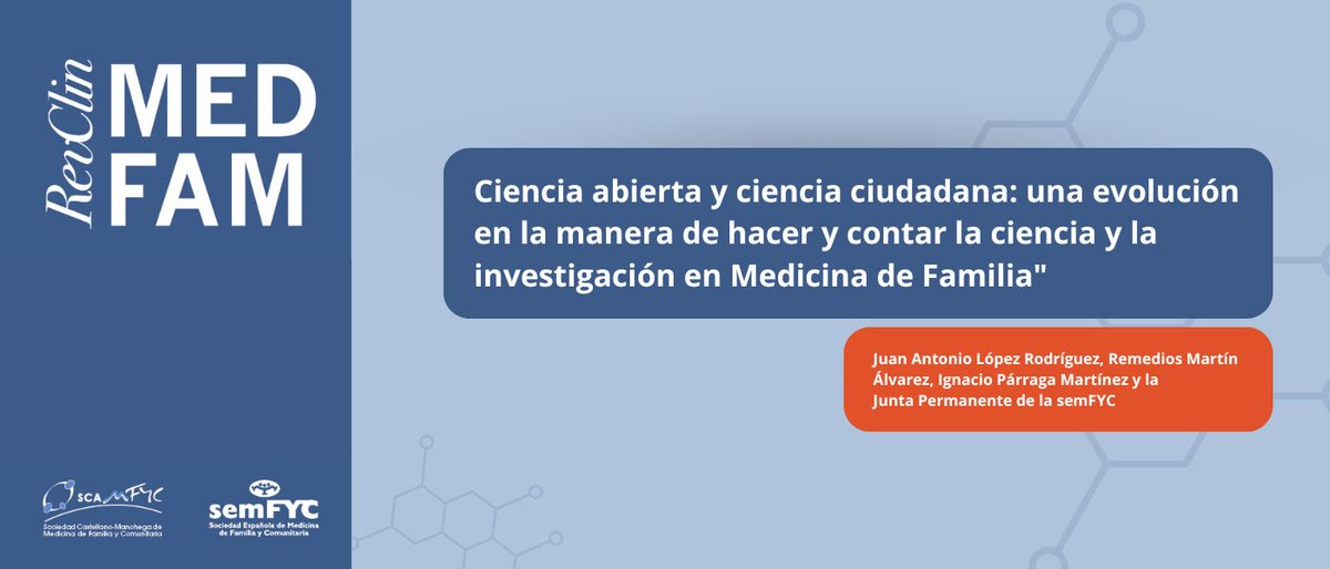 📌​La #MFyC afronta grandes retos, desde la cronicidad hasta la incorporación de nuevas tecnologías. Un artículo publicado en el último número de la <a href="/RevClinMedFam/">Revista Clínica de Medicina de Familia</a> explora cómo la #CienciaAbierta y la #CienciaCiudadana están revolucionando la investigación en salud👇🧵