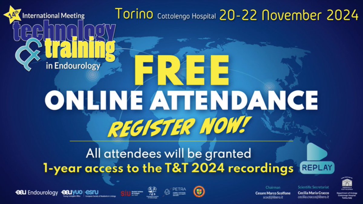 Don’t wait any longer. Register for the online Congress. It is absolutely free and will allow uou to review all the surgeries, round tables and presentations of T&amp;T 2024 for a year!!!

tnt-endourology.com/registration-f…