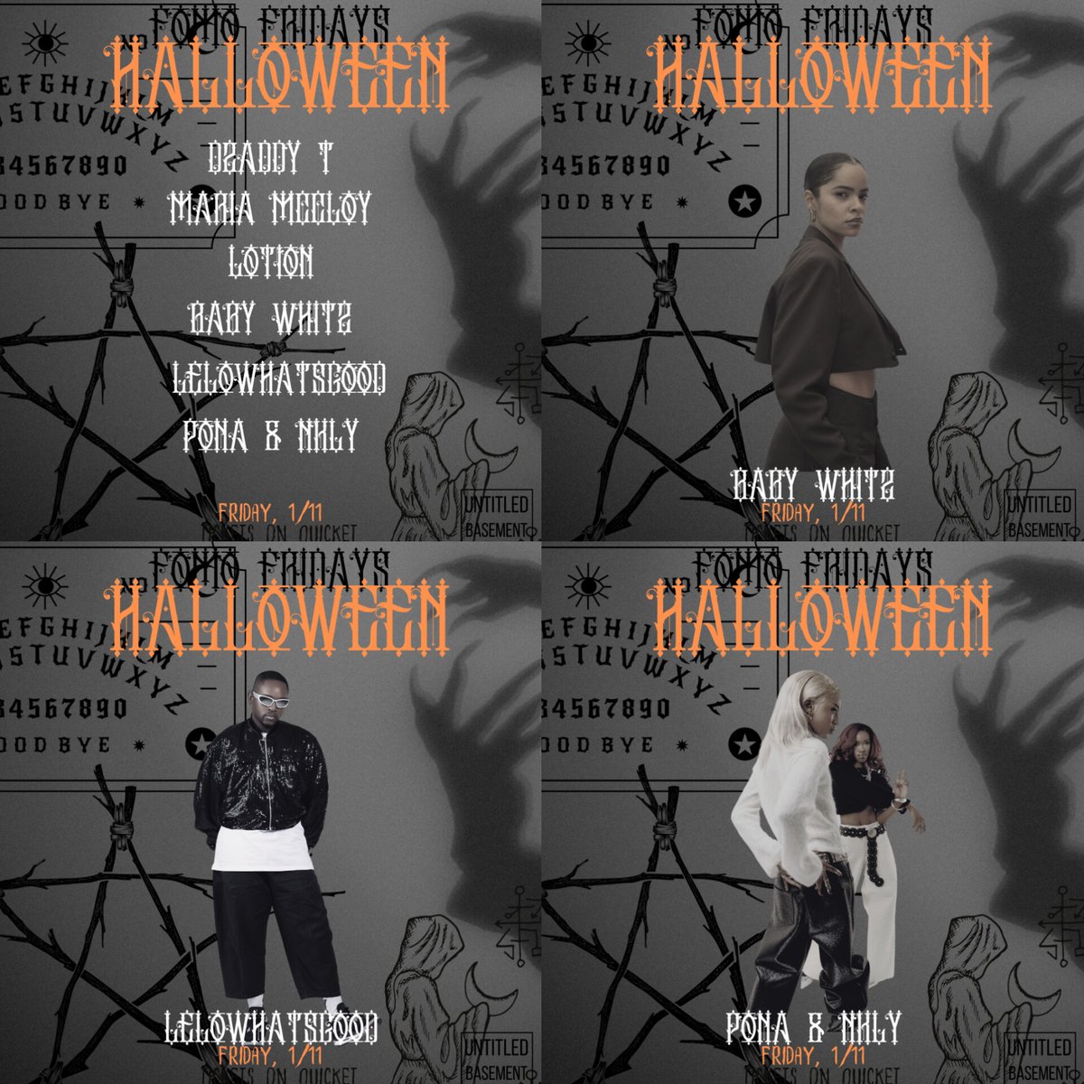 Under the Scorpio New Moon this Friday, let these dance Divas and Witches set the floor alight. 

🌑 DZADDY T
🌑 MARIA MCCLOY
🌑 LOTION
🌑 BABY WHITZ
🌑 LELOWHATSGOOD
🌑 PONA &amp; NKLY

FRIDAY, 1 NOVEMBER
UNTITLED BASEMENT
7PM

Tickets: qkt.io/pKVwsX