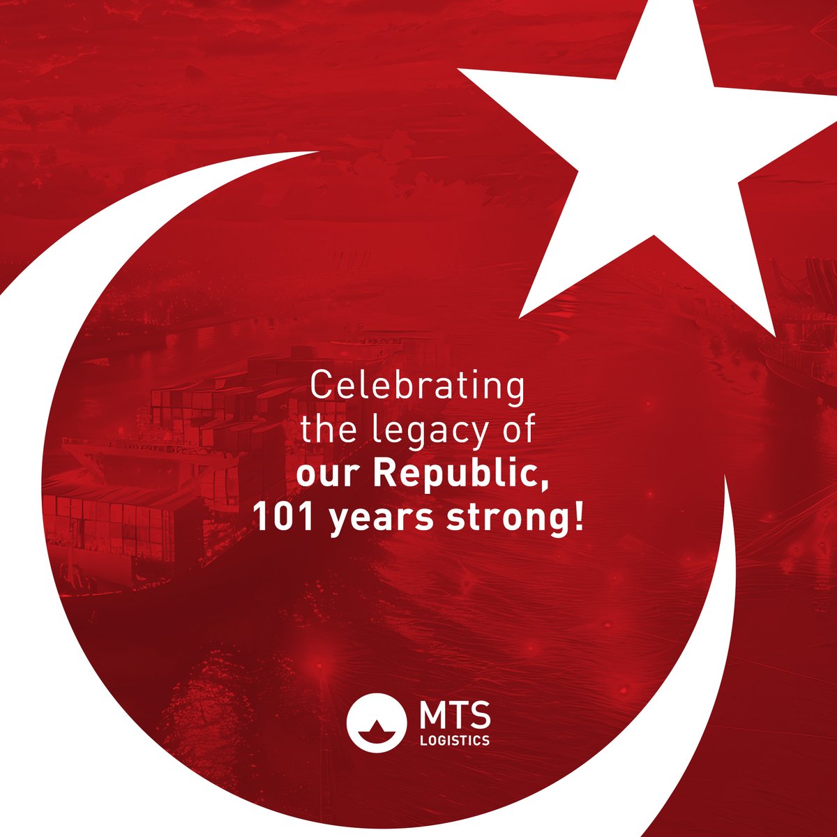 mts_logistic's tweet photo. As MTS Logistics, we are proud to celebrate the 101st anniversary of our Republic. On this special day, we continue to work for the bright future of our country. Here’s to many more years!

#CumhuriyetBayramı #MTSLogistics #RepublicDay #PrideInOurNation #LogisticsForTheFuture https://t.co/EVwZJKn2hc