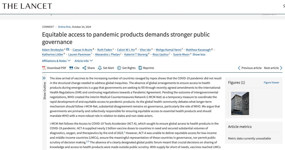 Global Health Centre (@gvagrad_ghc) on Twitter photo 🗞️Our Co-Director <a href="/SuerieMoon/">Suerie Moon</a> & GHC Postdoc Researcher <a href="/adam_strobe/">Adam Strobeyko</a> have just published a new Comment in <a href="/TheLancet/">The Lancet</a>: "Equitable #access to #pandemic products demands stronger public #governance"
Read 👉 thelancet.com/journals/lance… 🗞️Our Co-Director <a href="/SuerieMoon/">Suerie Moon</a> & GHC Postdoc Researcher <a href="/adam_strobe/">Adam Strobeyko</a> have just published a new Comment in <a href="/TheLancet/">The Lancet</a>: "Equitable #access to #pandemic products demands stronger public #governance"
Read 👉 thelancet.com/journals/lance…