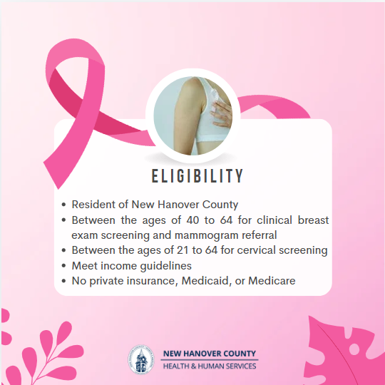 nhchealth's tweet photo. New Hanover Health and Human Services offers a Breast and Cervical Cancer Control Program (BCCCP) that is hosted the first and third Wednesday each month. Check out our website for more information! #screening https://t.co/klYXcLSvga