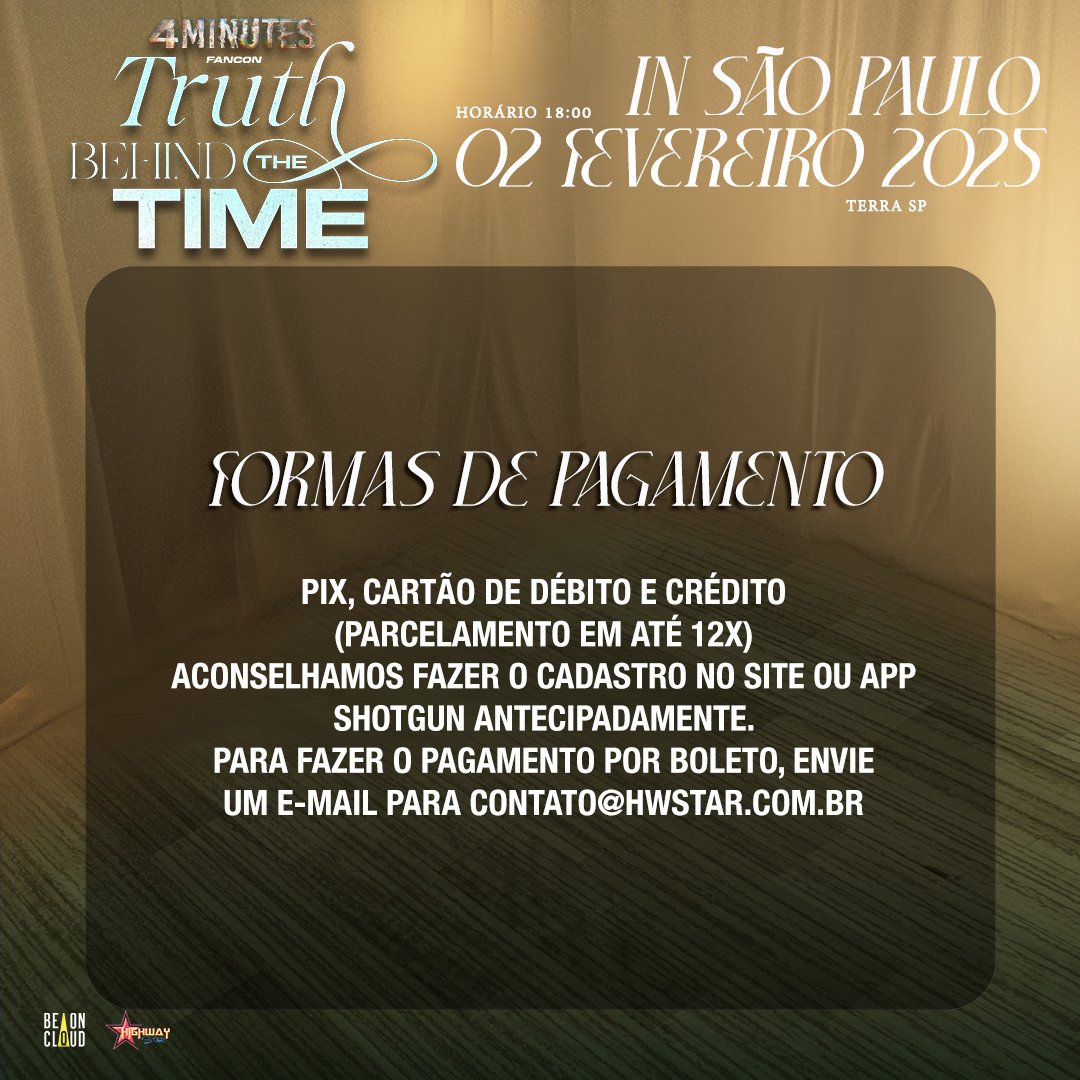 followhwstar's tweet photo. [#4MINUTES] Fiquem atentos as foras de pagamento e às dicas de como obter mais sucesso na hora de realizar sua compra! #4MINUTESFancon_BR

🎫 Vendas a partir de 02/11, ao meio-dia, na Shotgun 👉 https://t.co/MwQwqT8H7t

🔗 Mais informações 👉 https://t.co/cJl7fs9VOO

👉 Se inscreva no Clube Fidelidade Galaxie até às 17h do dia 29/10 para participar da pré-venda: https://t.co/9kqpipyTcG